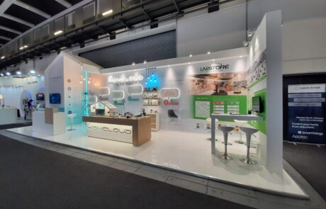 Life365 trade fair stand, on-site installation photo